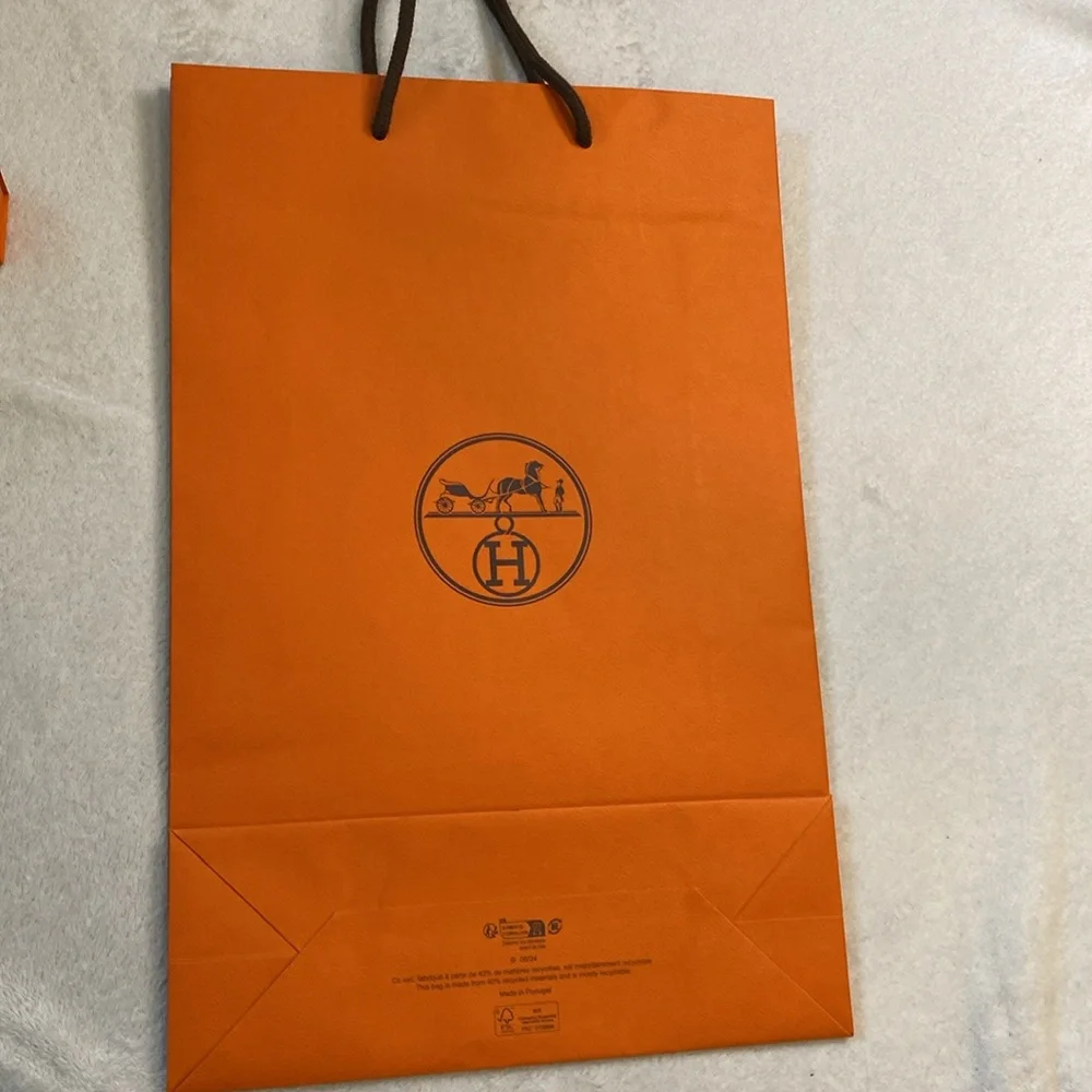 Hermès empty paper shopping bag & empty small cardboard box & muslin bag - Picture 8 of 10